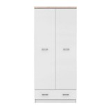 Tempo Kondela 2ajtós szekrény 2d1s fiókkal, DTD laminált, fehér + sonoma tölgyfa, TOPTY TYP 1