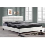 Tempo Kondela Ágy ágyráccsal, 160x200, fehér textilbőr, MIKEL