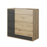 Tempo Kondela BAFRA 4S - Komód (Artisan tölgy-Norvég fenyő)