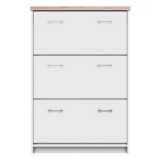 Tempo Kondela Cipősszekrény, 3 ajtós, fehér/Sonoma tölgy TOPTY TYP 10