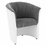 Tempo Kondela Cuba fotel - fehér textilbőr / szürke szövet