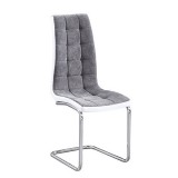 Tempo Kondela Étkezőszék, sötétszürke szövet/textilbőr fehér/króm, SALOMA NEW