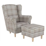 Tempo Kondela Füles fotel puffal, barna karo, ASTRID