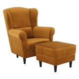 Tempo Kondela Füles fotel puffal, szövet mustár, ASTRID