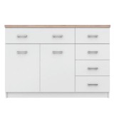 Tempo Kondela Komód 2d5s, DTD laminált, fehér + sonoma tölgyfa, TOPTY TYP 08