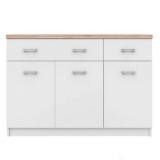 Tempo Kondela Komód 3d2s, DTD laminált, fehér + sonoma tölgyfa, TOPTY TYP 07