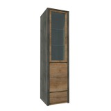 Tempo Kondela MONTANA W1D - Vitrines szekrény - tölgy lefkas sötét/smooth szürke