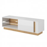 Tempo Kondela RTV asztal 138, fehér/tölgy grandson/magasfényű fehér, CITY