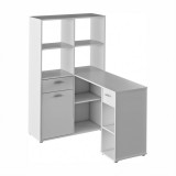 Tempo Kondela Sarok PC asztal könyvespolccal, fehér, MINESON