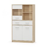 Tempo Kondela Vitrines szekrény 2D1W1S/80, fehér/tölgy sonoma, TEYO