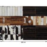 Tempo Luxus bőrszőnyeg, fekete/barna /fehér, patchwork, 141x200, bőr TIP 4