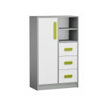 Tempo Magas komód, szürke/fehér/zöld, PIERE P05