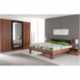 Tempo Négyajtós szekrény, tükrös, diófa/fekete, MARTINA