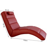 Tempo Relax fotel, piros öko bőr, megrendelésre, LONG