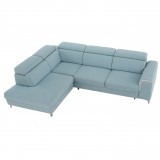 Tempo Sarokülőgarnitúra ágyfunkcióval, ágyneműtartóval, balos, cablo 10 mentol/krém varrás, GEVONA