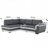 Tempo Széthúzható ülőgarnitúra készlet, szürke/krém, balra, RUBA