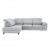 Tempo Szövetborítású luxus ülőgarnitúra ágyfunkcióval és ágyneműtartóval, balos, Chester 17 világosszürke, ERMO