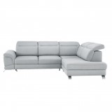 Tempo szövetborítású luxus ülőgarnitúra ágyfunkcióval és ágyneműtartóval, jobbos, Chester 17 világosszürke, ERMO