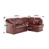 Tempo Ülőgarnitúra ágyfunkcióval és ágyneműtartóval, jobbos kivitelben,
valódi bőr/textilbőr, barnáspiros, LAREDO