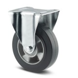 TENTE Alpha Fixvillás Görgő, Fekete, Elasztikus Gumi Futófelület (200)