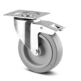 TENTE Szürke nyommentes önbeálló görgő totálfékkel 125 mm