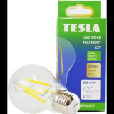 Tesla Lighting Tesla Filament A class, E27, 2W, 420lm, 2700K meleg fehér, 360°, átlátszó, 230V, 25000 óra (BL270227-A1)