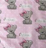 Textil szalvéta gyermekeknek - rózsaszín koala macis - 30x30 cm
