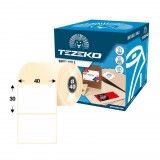 Tezeko 40 mm * 30 mm, öntapadós termál etikett címke (2000 címke/tekercs)
