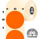 Tezeko 40 mm-es kör, papír címke, fluo narancs színű (1100 címke/tekercs)