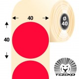 Tezeko 40 mm-es kör, papír címke, fluo piros színű (1100 címke/tekercs)