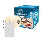 Tezeko 50 mm * 25 mm, öntapadós műanyag etikett címke (1000 címke/tekercs)