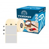 Tezeko 50 mm * 40 mm, öntapadós műanyag etikett címke (3400 címke/tekercs)