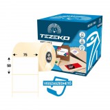 Tezeko 75 mm * 50 mm-es, 1 pályás visszaszedhető direkt termál etikett címke (1200 címke/tekercs)