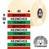 Tezeko Magyar Kézműves Termék etikett címke, 43 mm * 20 mm-es (1000 db/tekercs)