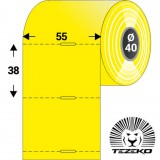 Tezeko Polccímke 55 mm * 38 mm-es, perforált, termál, vezérlőlyukkal, sárga színű (1000 db/tekercs)