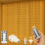 TF 300 micro LED-es fényfüggöny USB adapterrel – meleg fehér, távirányítóval, M709