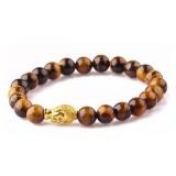 TIGRISSZEM KARKÖTŐ, ARANYSZÍNŰ BUDDHÁVAL -  8mm-es  gyöngy