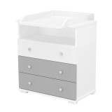 Timba Erik 80-as Pelenkázószekrény 3 fiókos eltolható feltéttel - Ezüst-Fehér