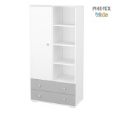 Timba Erik egyajtós kétfiókos állszekrény ezüst-fehér