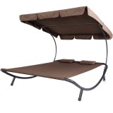 Timeless Tools Kétszemélyes napozóágy árnyékolóval, sötét barna