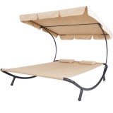 Timeless Tools Kétszemélyes napozóágy árnyékolóval, világos barna