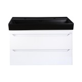 TMP SHARP 100D fali fürdőszobabútor - CeraStyle SHARP FEKETE DUPLA csaplyukas mosdóval - 100 x 48 cm