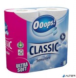 Toalettpapír, 3 rétegű, kistekercses, 4 tekercs, OOOPS &#039;Classic&#039;, sensitive