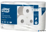 Toalettpapír, T4 rendszer, 3 rétegű, 12 cm átmérő, Premium, TORK 'Soft', fehér