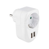 Több funkciós konnektor 2 db USB porttal, fehér színű