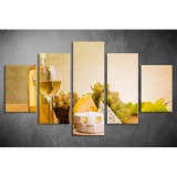 Többrészes Bor, Sajt, Szőlő vászonkép 013 - (választható formák) téiv-013