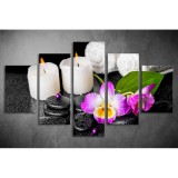 Többrészes Gyertyák, Orchidea vászonkép 048 - (választható formák) tvi-048