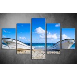 Többrészes Hajó a homokban vászonkép 017 - (választható formák) tsea-017