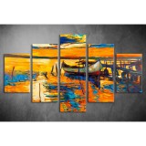 Többrészes Kikötő, Naplemente vászonkép 013 - (választható formák) tfes-013