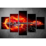 Többrészes Tüzes Gitár vászonkép 079 - (választható formák) tav-079